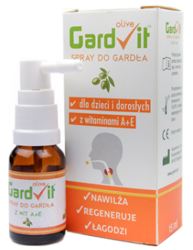 Gardvit olive A+E spray na suche gardło z oliwą i witaminami A+E opakowanie